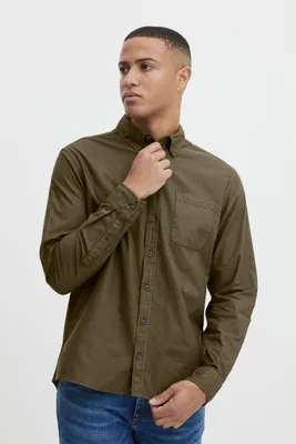 Immagine prodotto di Miscela BHBugley tinta in capo camicia casual da uomo oxford colletto button-down cotone di alta qualità maniche lunghe tinta unita