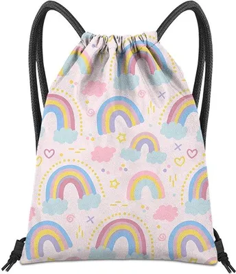 Produktbild von BHAHB Trekrucksack, Kordelzugtasche, wasserdicht, ideal für Sport, Strand, Schwimmen und Reisen (33 cm x 43 cm), Einheitsgröße
