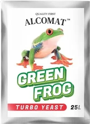 Produktbild von Alcomat GREEN FROG Turbo Yeast |Hefe und Nährstoffe, Alkohol Gärhefe Brennhefe | effektive Gärung von Zuckeransätzen und Früchten | Hohe Alkoholtoleranz | 1 Stück
