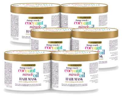 Produktbild von 6 x OGX Coconut Miracle Oil Haarmasker - für geschädigtes Haar - 300 ml - Vorteilspackung - 6 Stücke
