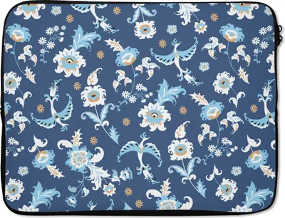 Produktbild von MuchoWow® Laptop Hülle 17 Zoll Laptoptasche Muster - Vogel - Blumen - Zipper - Schutzabdeckung