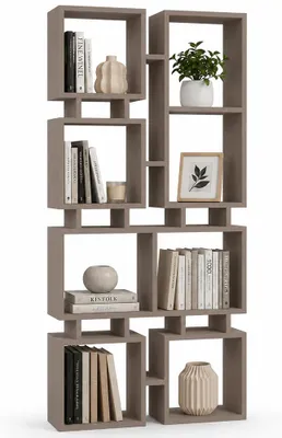 Immagine prodotto di Libreria Moderna 4 Ripiani 79x24x166,5 cm Design Geometrico Tortora