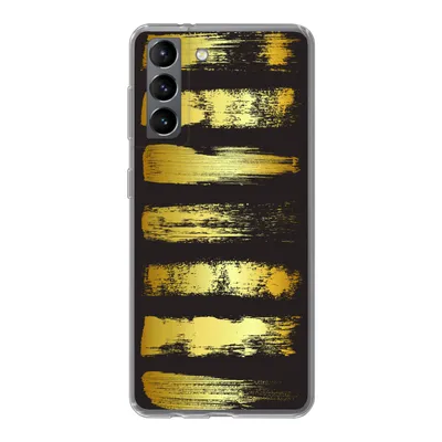 Produktbild von MuchoWow® Handyhülle Schutzhülle Hülle für Samsung Galaxy S21 Goldene Streifen auf schwarzem Hintergrund Silikon Softcase Handy Hülle - Softcase