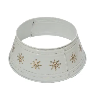 Weihnachtsbaumrock mit Schneeflocken - Abdeckung für Baumständer - D: 57cm - 2-teilig - weiß, gold