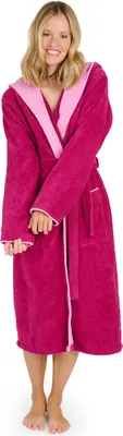 Zdjęcie produktu dla Blumtal szlafrok damski, przytulny miękki szlafrok damski z bawełny z kapturem i aksamitnym welurem frotte, certyfikat Oeko-TEX®, XL w kolorze różowym