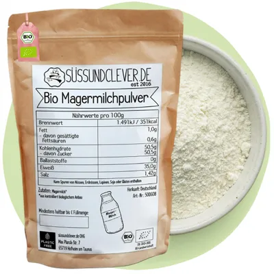 Produktbild von süssundclever.de | Magermilchpulver | 1,0 kg | Sprühgetrocknet | Fein löslich | Ideal zum Backen, Kochen & für Getränke
