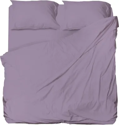 Immagine prodotto di Biancheria da letto per letto matrimoniale, in microfibra, color lilla, composta da: lenzuolo, federa e due federe