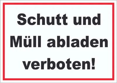 Produktbild von Schutt und Müll abladen verboten Text Aufkleber A0 (841x1189mm)