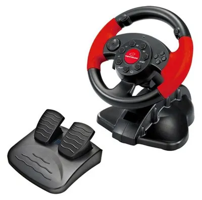 Productafbeelding van xlyne EG103 Gaming-controller, stuurwiel voor PC, Playstation 2, Playstation 3, digitaal, zwart/rood