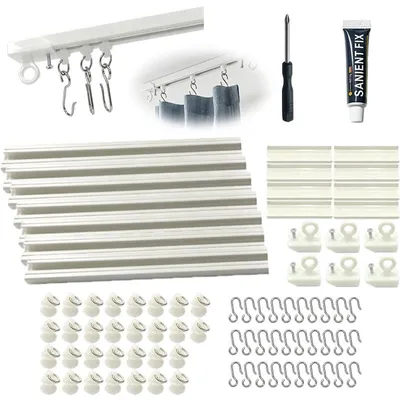 Gardinenschiene selbstklebend 4,2 m, ohne Bohren, weiß, für Decke/Wand