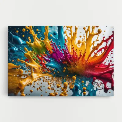 Produktbild von ARTHUB® Leinwandbild 80x120 cm, Colorful Water Splash | Wohnzimmerdekoration, Hängende Bilder, Wanddekoration, Heimdekoration, Abstrakte, Lebendige Farben