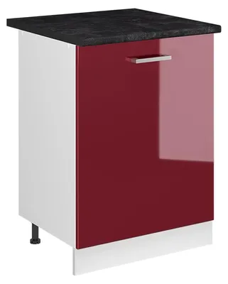 Productafbeelding van Keukenonderkast Vicco R-Line Rode hoogglans/Wit 60 cm met 1 deur antraciet werkblad, Model 72123