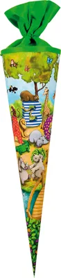 Produktbild von Schultüte 70 cm rund "Tier ABC" für Jungen und Mädchen mit Filzverschluss