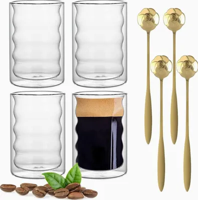 Produktbild von 4er Set Glasbecher 350ml Thermoglas für Latte Macchiato