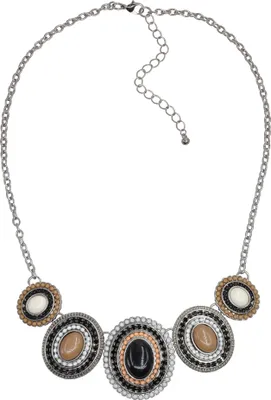 Produktbild von Steuer Modeschmuck Collier Metall 56cm silber Glasstein 445050201