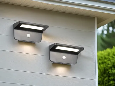 Produktbild von 2er SET Solar Außen-Wandleuchte mit Bewegungsmelder auch per USB aufladbar