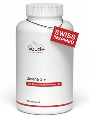 Produktbild von Vaud Omega-3 Fish Oil - 2000 mg Fischöl mit 600 mg Omega-3 (EPA & DHA) pro Tagesdosis - Mit Vitamin E - Unterstützt die Herzfunktion und Zellschutz