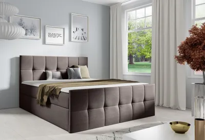 Produktbild von Doppelbett CHLOE – 140x200, braun + GRATIS-Topper