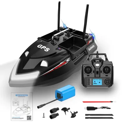 Produktbild von Futterboot V802PRO - Karpfenangeln - GPS mit Doppelantenne - 4 Futterkammern - Beleuchtung - Fernbedienung 500 m - 12000 mAh