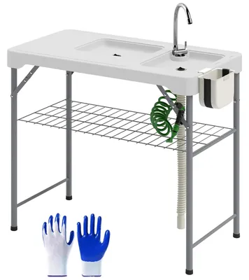 Immagine prodotto di Tavolo portatile per pesca e campeggio - Tavolo pieghevole - Tavolo per lavello - Tavolo da esterno - Materiale HDPE, resistente all'acqua
