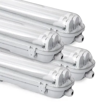 Produktbild von Peviasot Doppelte LED Feuchtraumleuchte 4er Set IP65 - T8/G13 Wannenleuchte 120 cm - 2 x 18W / 36W pro Stück - 6500K Kaltweiß - 3600 lm