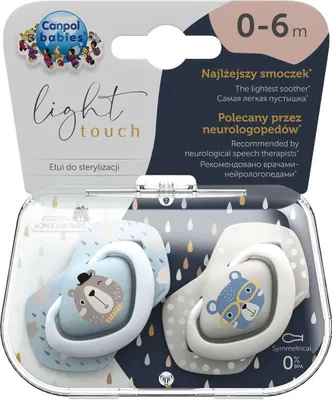 Produktbild von Canpol Babies | Schnuller Light Touch - Symmetrisch - 18 Monate - Hergestellt in Polen - Hygienisch und Leicht