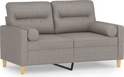 Produktbild von vidaXL 2-Sitzer-Sofa mit Zierkissen Taupe 120 cm Stoff