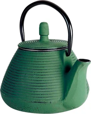 Zdjęcie produktu dla Żeliwny czajnik 0,8 l – zielony – 17 x 14 x 14 cm