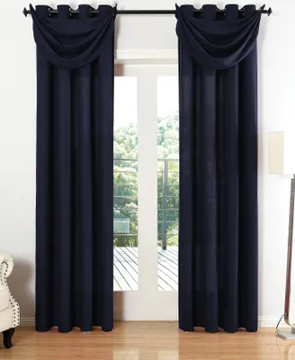 Produktbild von Vorhang Set Blickdicht Schal Ösen Microsatin Segeltuch Querbehang lichtdurchlässig Deko Wohnzimmer HxB 225x140 cm Dunkelblau, 20405S4