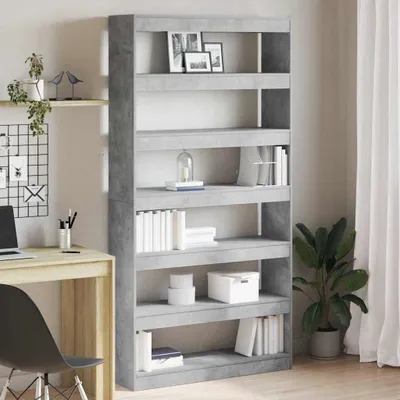 Imagen del producto de Maison Exclusive - Librería, color gris hormigón, 100 x 30 x 198 cm, madera compuesta