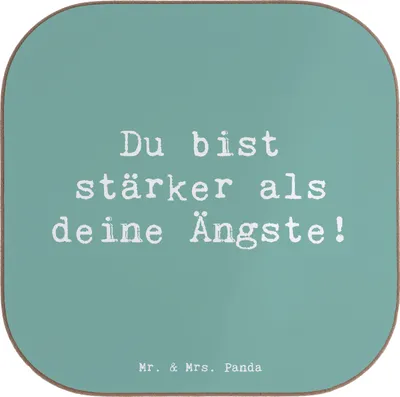 Produktbild von Mr. & Mrs. Panda Untersetzer für Gläser Spruch Angst überwinden - Meeresbrise - Geschenk, Tassen, Tischschoner, Tischuntersetzer, Selbstvertrauen, Coaster, Freude, Trost