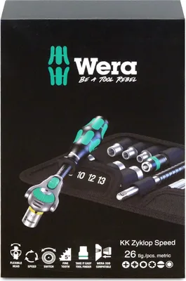 Produktbild von Wera Kraftform Kompakt Zyklop 1/4"-Antriebs-Ratschensatz, 26-teilig - Metrisch