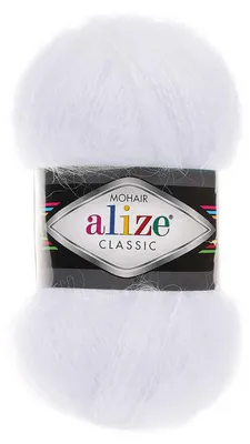 100g Strickgarn Alize Mohair Classic weiß