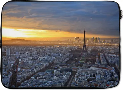 Produktbild von MuchoWow® Laptop Hülle 13 Zoll Paris - Skyline - Sonne Laptoptasche - Laptophülle - Sleeve - Rundumschutz