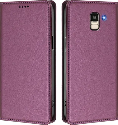 Image de Étui en cuir pour Samsung Galaxy J6 2018, étui à rabat magnétique en cuirPolyuréthaneavec support, violet