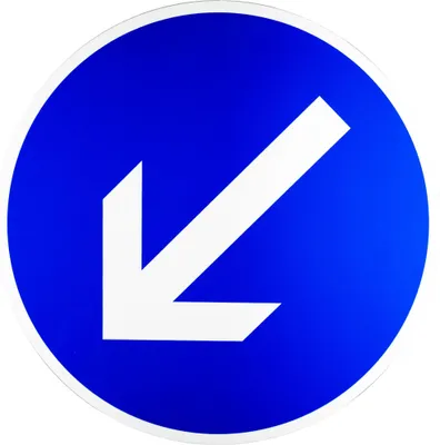 Immagine prodotto di Cartello stradale ORIGINALE 222-10 * Obbligo di passare a sinistra * 600 mmØ secondo i requisiti di qualità StVO e RAL Cartello stradale Cartello stradale Obbligo di passare a sinistra Cartello stradale blu Freccia bianca