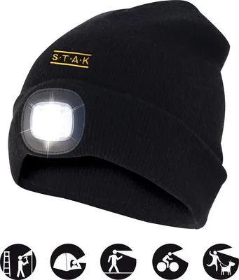 Produktbild von Wiederaufladbare schwarze LED-Mütze