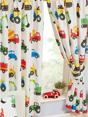 Produktbild von Gefütterte Vorhänge, Lastkraftwagen & Transport 2er-Pack AG2549 (Vorhanglänge: 137,16 cm x Vorhangbreite: 167,64 cm) (Weiß/Blau/Rot)