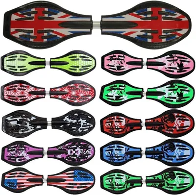 Productafbeelding van Waveboard met LED wielen - Casterboard Splitboard - Buiten skateboarden - 5mm Aluminium Caster - 86 cm - Groot-Brittannië Vlag