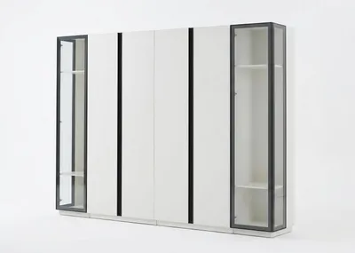 Immagine prodotto di *Set completo per camera da letto: armadio, comodini, design moderno, colore grigio, lussuoso.*