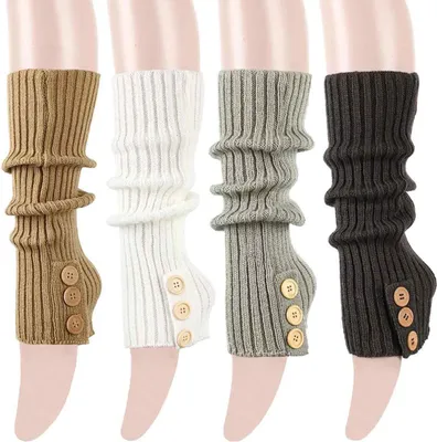 Produktbild von 1 Paar gestrickte Beinstulpen, lange Zopfmuster-Häkelsocken, Knöchelwärmer, warme lange Kniestrümpfe für den Winter