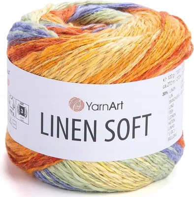 Produktbild von YarnArt Linen Soft Garn 100g, 272m, 30% Leinen, 36% Viskose, 34% Baumwolle, Sommermix 7412