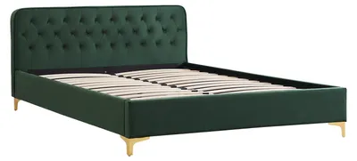 Produktbild von Polsterbett GLAMOUR mit edlem Samtbezug in grün Doppelbett Bettgestell 140x200 cm im Barockstil, inkl. Lattenrahmen