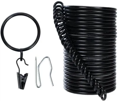 Immagine prodotto di Anelli e ganci per tende, 32 mm, neri, set da 24 pezzi