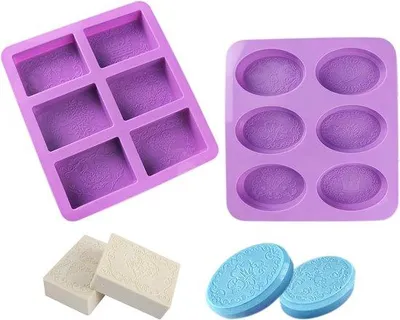 Immagine prodotto di Stampi in silicone, 6 cavità, stampi con motivi, stampi in silicone, stampi per colata, Natale, stampi in silicone per sapone artigianale, candele, stampi fai da te, 2 pezzi