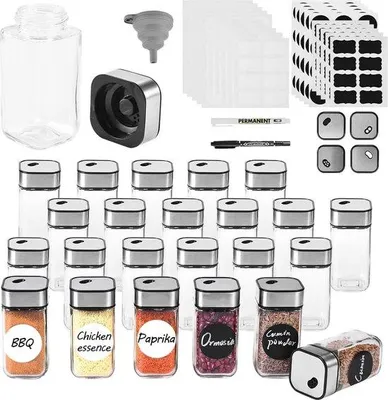 Produktbild von Quadratische Gewürzbehälter, Edelstahl, 120ml, dichter Deckel