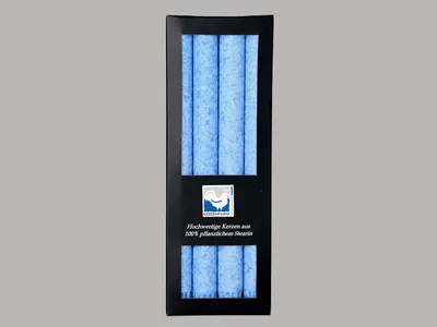 Produktbild von Stabkerzen aus Stearin, 22/250 mm, Blau, KERZENFARM HAHN, Brenndauer ca. 10h, 4 Stück pro Verpackung