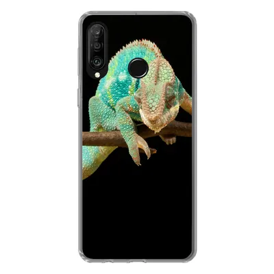Produktbild von MuchoWow® Handyhülle Schutzhülle Hülle für Huawei P30 Lite Chamäleon - Zweig - Pastell Silikon Softcase Handy Hülle - Handyhülle
