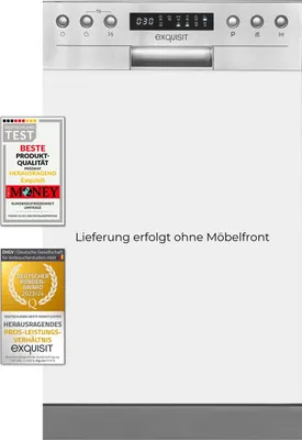 Produktbild von Exquisit Geschirrspüler EGSP9410-EB-030D inox | Spülmaschine 45 cm | Auto Türöffner | Intensiv Modus | Teilintegriert
