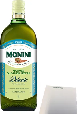 Produktbild von Monini Delicato Natives Olivenöl Extra (1l Flasche) + usy Block